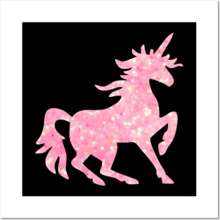 Pink Glitter Unicorn Posters and Art